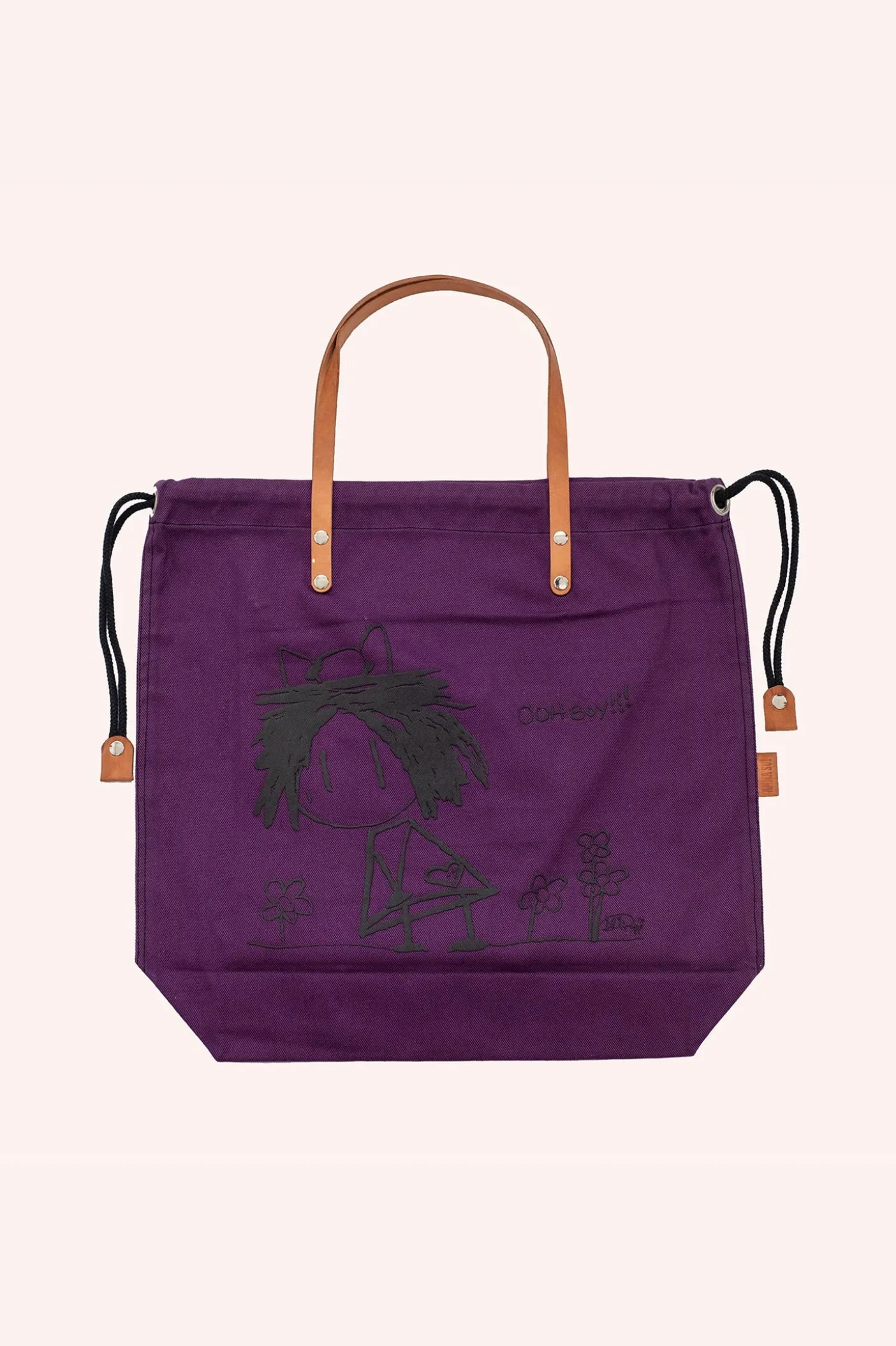 Ali Rapp for Anna Sui "Ooh Boy!!!" Large Tote Bag with Leather Handle