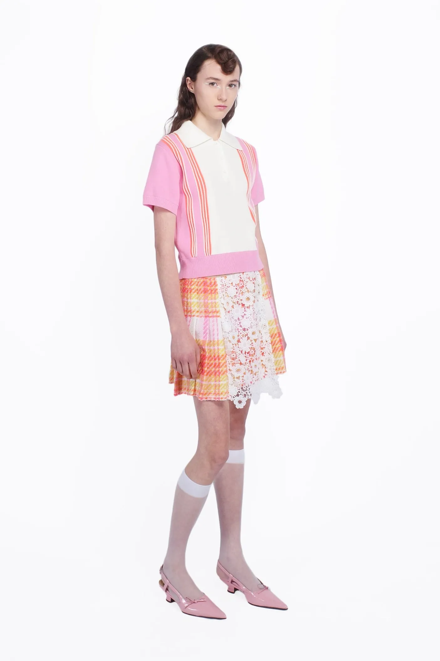 Amalfi Polo Knit Short Sleeve Top-Pink