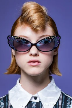 Anna Sui Pearl Wing Sunglasses- Black