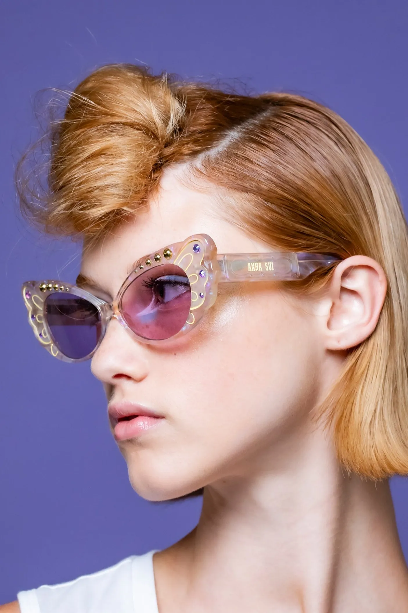 Anna Sui Pearl Wing Sunglasses- Yellow