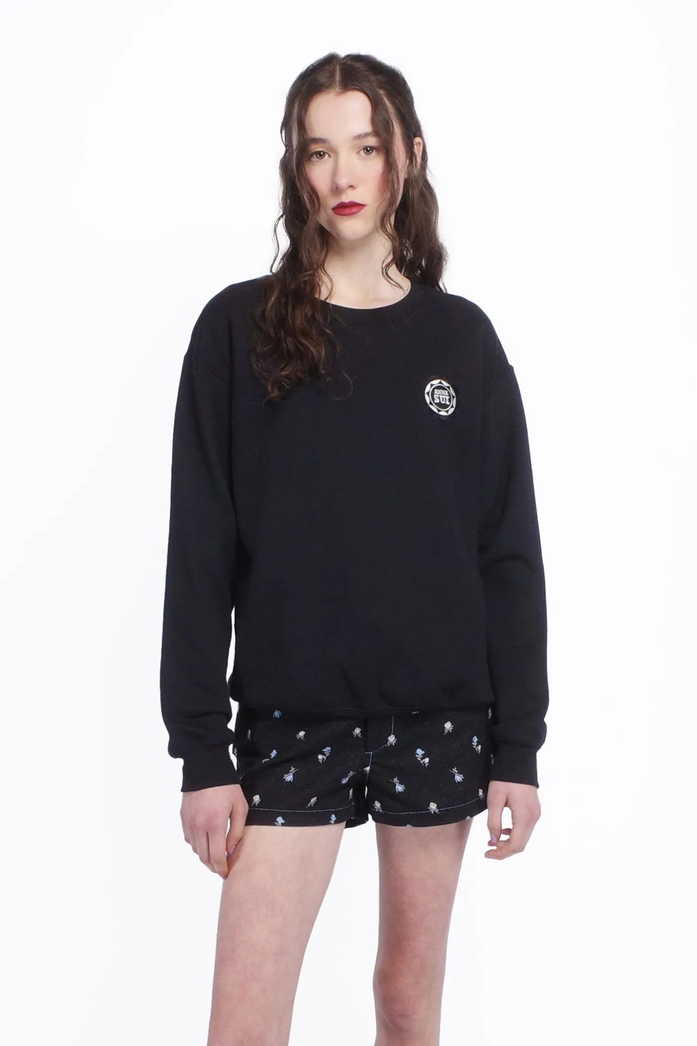 Anna Sui Wings Crew Neck Sweatshirt-Black