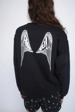 Anna Sui Wings Crew Neck Sweatshirt-Black