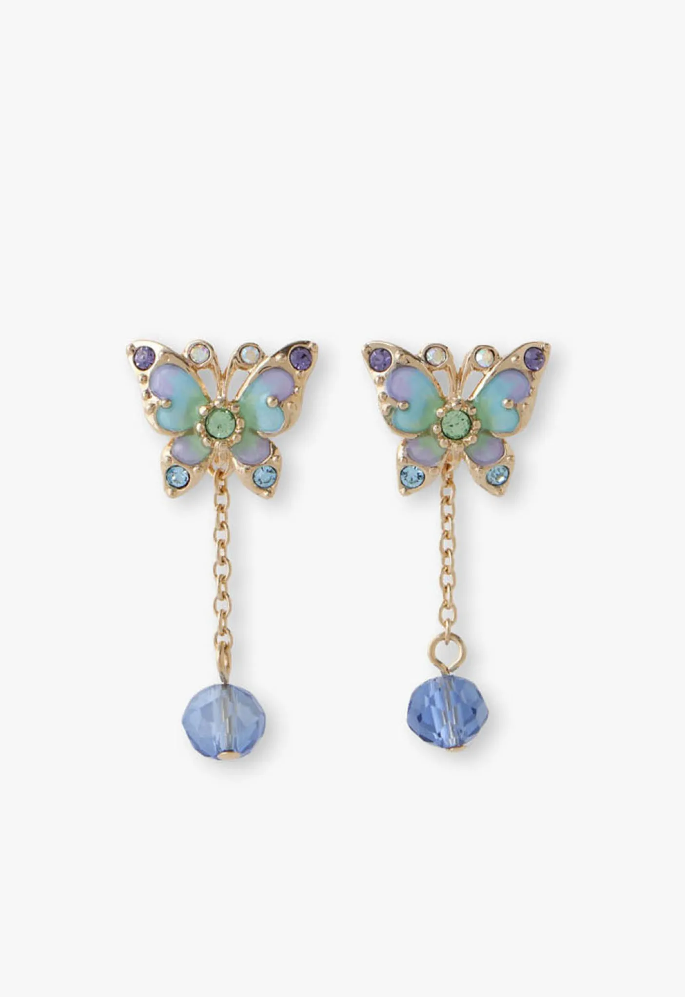Aqua & Lavender Butterfly Earrings