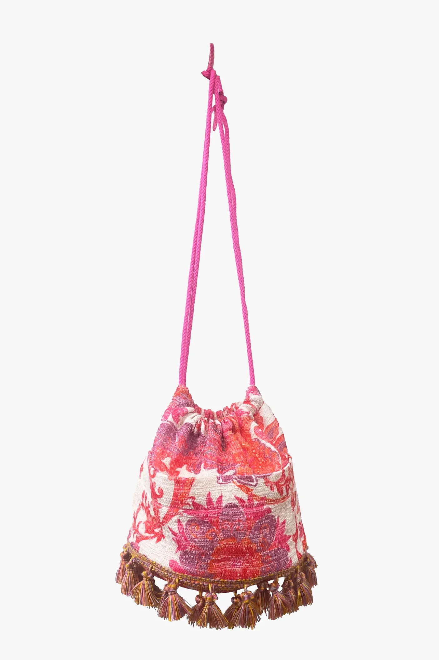 Arabesque Linen Tassel Crossbody Bag
