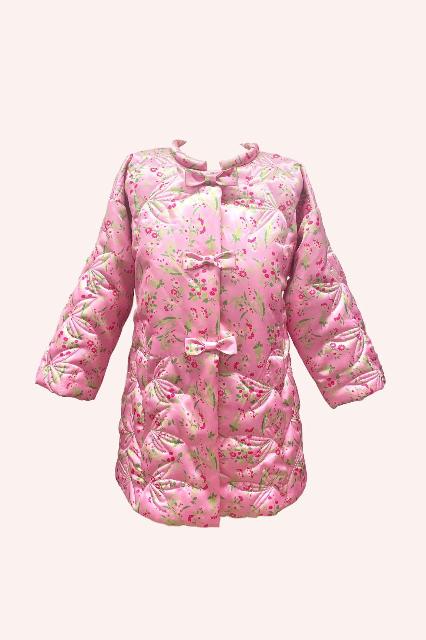 Arcadia Blossom Quilted Satin Boudoir Coat