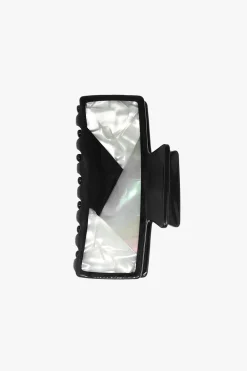 Art Deco Mother of Pearl & Black Rectangle Jaw Clip