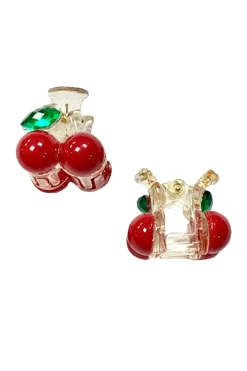 Baby Cherry Jaw Clip Pair Red Clear