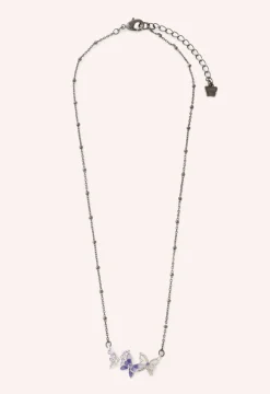 Bejeweled Butterfly Necklace - Violet Gunmetal