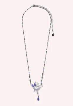 Bejeweled Butterfly Princess Necklace - Violet Gunmetal