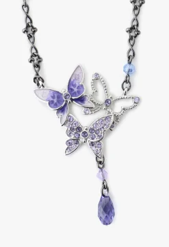 Bejeweled Butterfly Princess Necklace - Violet Gunmetal
