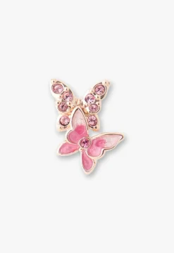 Bejeweled Butterfly Stud Earrings - Pink