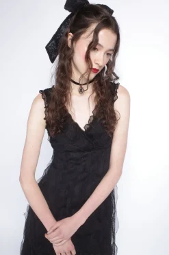 Black Combo Sleeveless Lace Dress