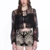 Black Lace Combo Bed Jacket