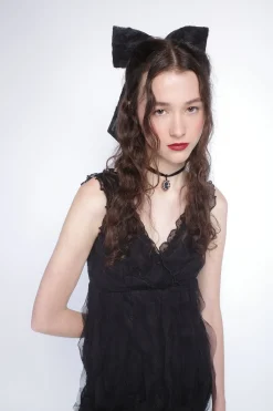 Black Lace Combo Bow Hair Clip