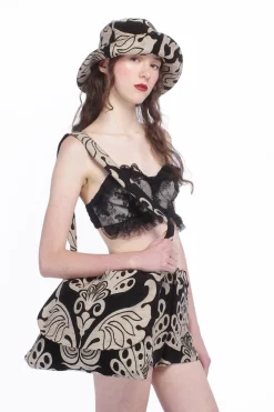 Black Lace Combo Ruffle Lace Bralette