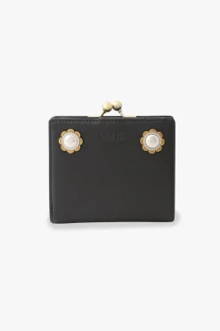Black Retro Button Small Wallet