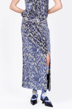 Bluebell Velour Maxi Skirt with Slit
