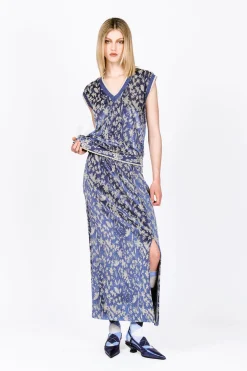 Bluebell Velour Maxi Skirt with Slit