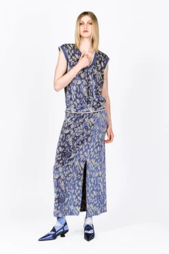 Bluebell Velour Maxi Skirt with Slit
