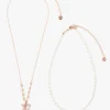 Butterfly & Rose Necklace Duo - Rose Gold