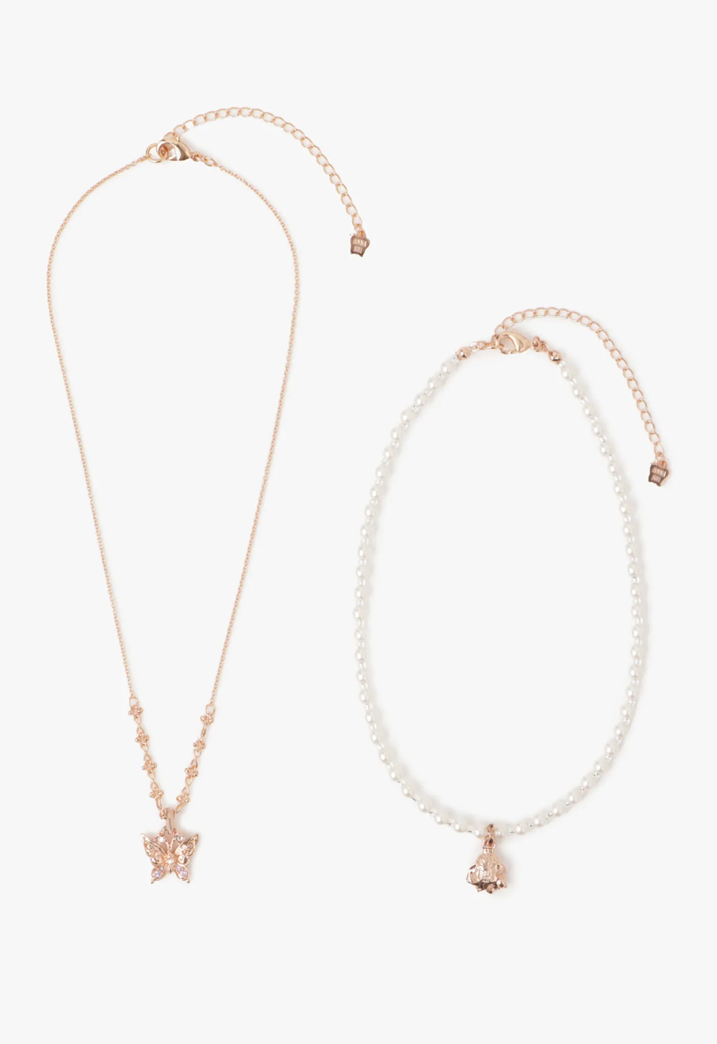 Butterfly & Rose Necklace Duo - Rose Gold