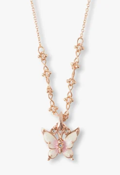 Butterfly & Rose Necklace Duo - Rose Gold
