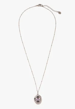 Butterfly Locket Necklace - Gunmetal
