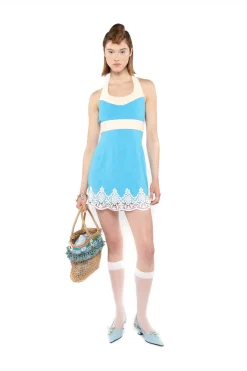 Cabana Terry Halter Lace Dress