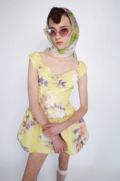 Cabbage Rose Taffeta Sweetheart Dress