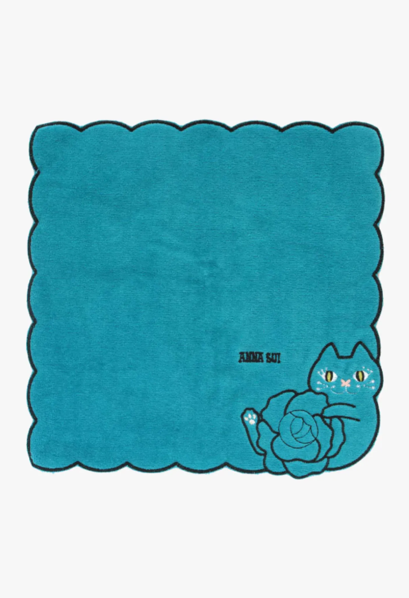Cat Embroidery Rose Washcloth