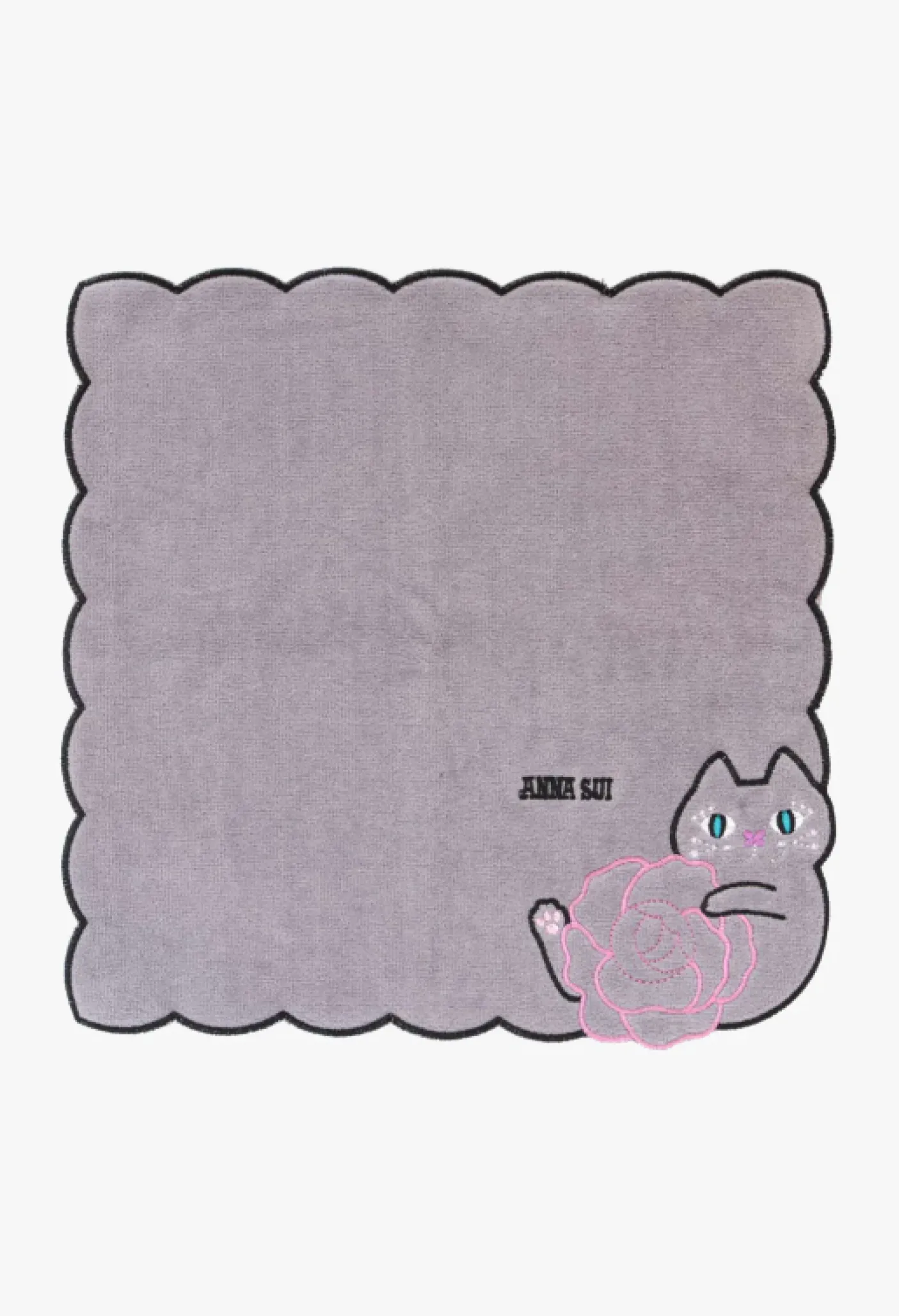 Cat Embroidery Rose Washcloth