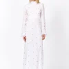 Cluny Lace Trimmed Floral Swiss Dot Maxi Dress