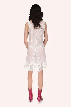 Cluny Lace Trimmed Floral Swiss Dot Slip Dress