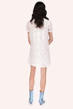 Cluny Lace Trimmed Floral Swiss Dot Babydoll Dress