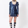 Crushed Velvet Cream Lace Mini Dress