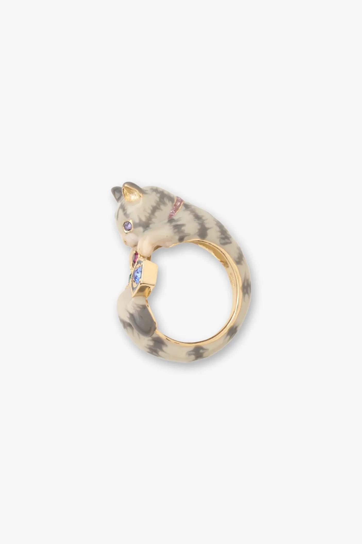 Curled & Cozy Cat Ring - Grey Multi