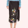 3-D Pansy Embroidered on Linen Skirt