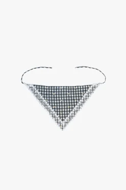 Daisy Embroidery on Gingham Headscarf