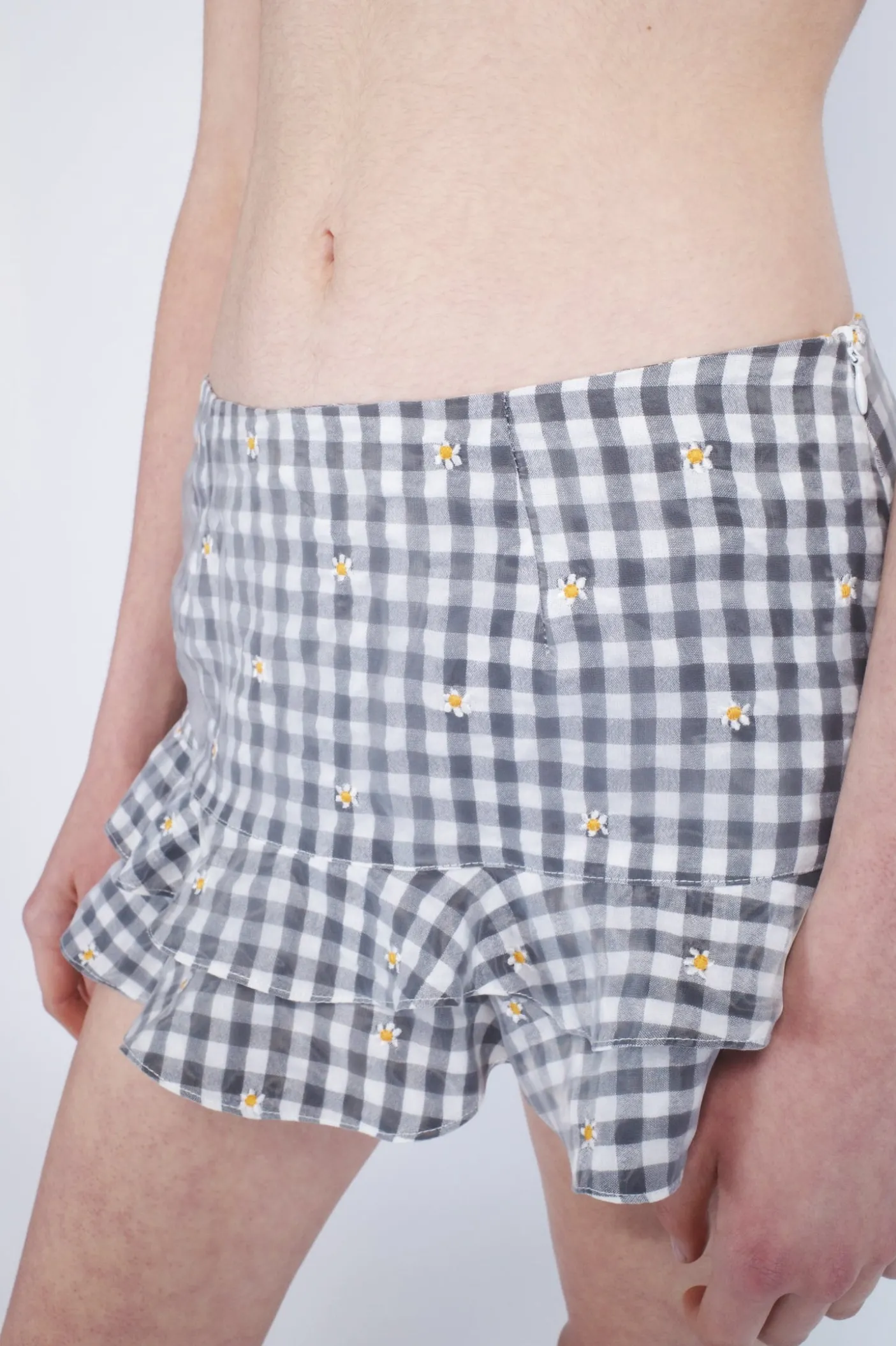 Daisy Embroidery on Gingham Bikini Set