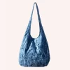 Denim Blue Velvet Hobo Bag