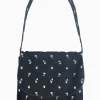 Denim Embroidered Roses Handbag