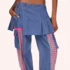 Denim Pleated Wrap Kilt