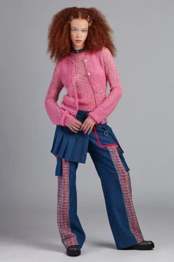 Denim Pleated Wrap Kilt
