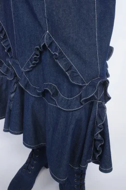 Denim Ruffle Maxi Skirt
