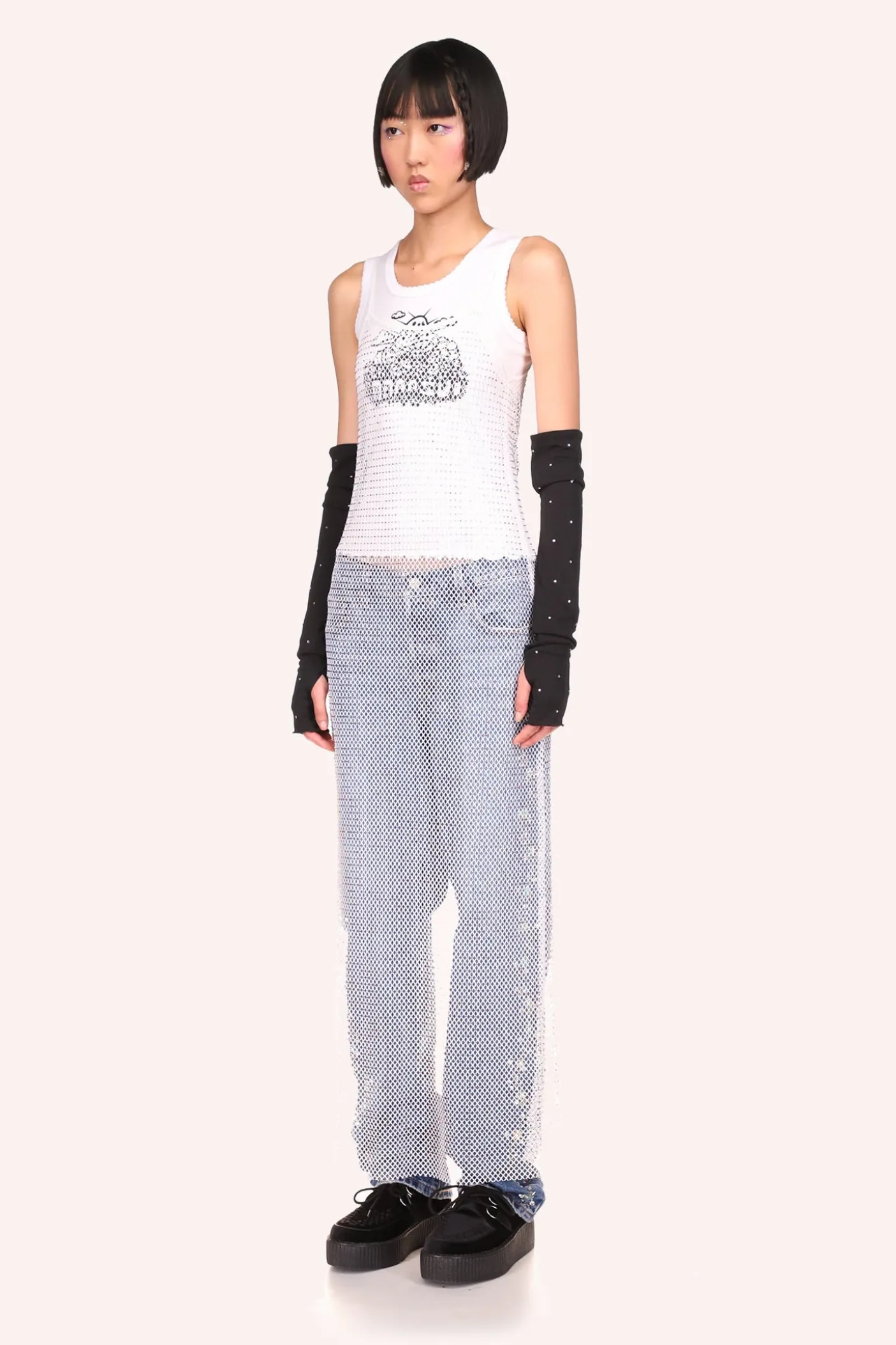 Diamond Netting Slip Dress
