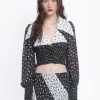 Ditsy Dot Chiffon Collared Smocked Top
