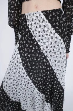 Ditsy Dot Chiffon Contrast Flowy Skirt