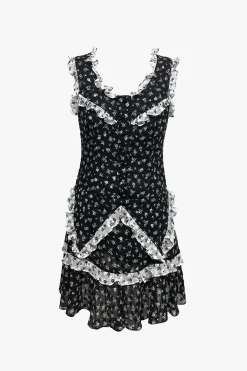 Ditsy Dot Chiffon Ruffle Dress