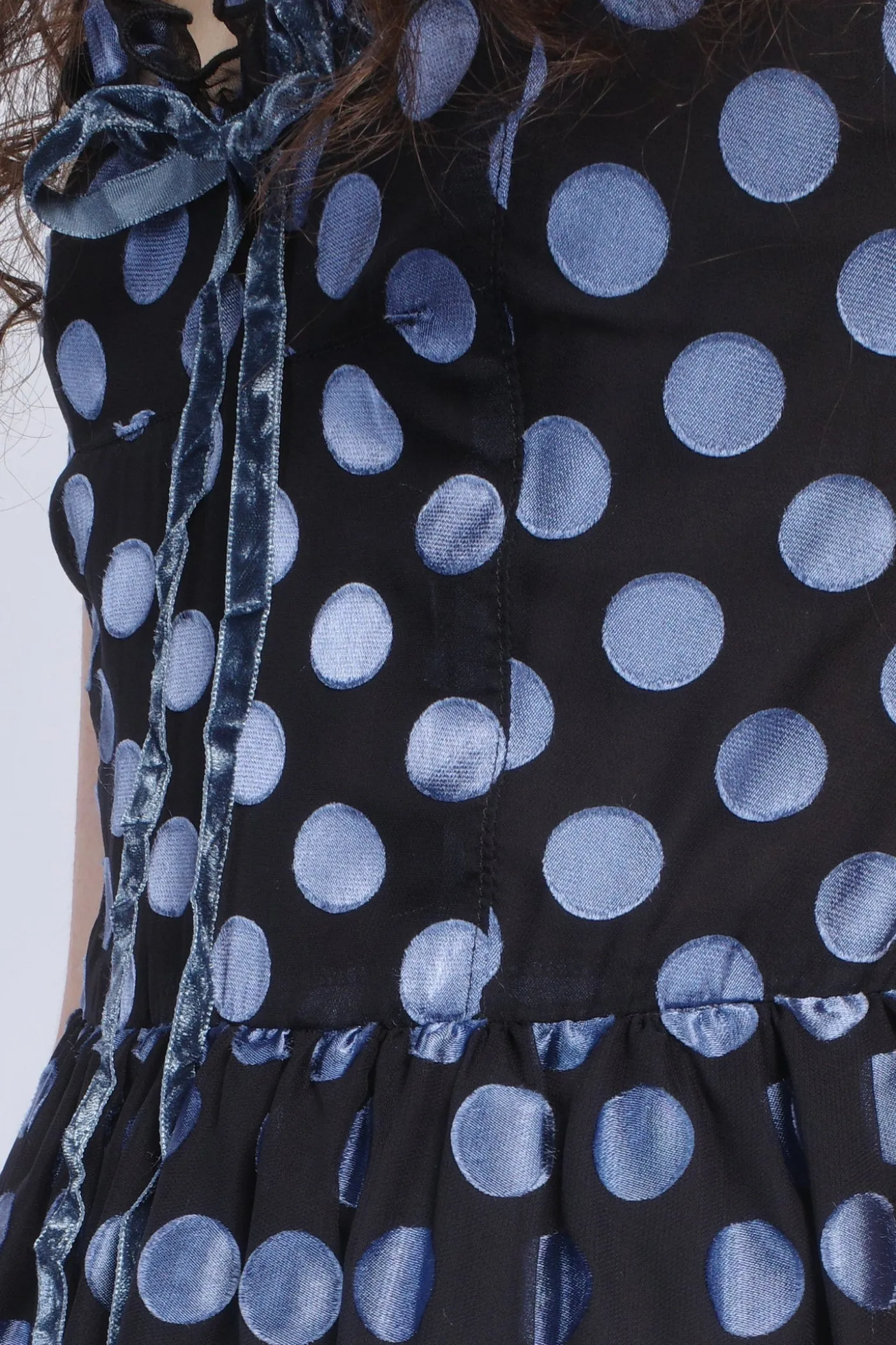Dot Chiffon Ruffle Mini Dress