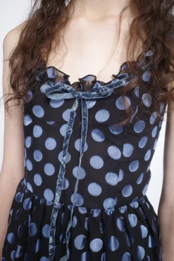 Dot Chiffon Ruffle Mini Dress